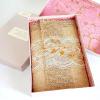 ♥All of the invitation pieces were wrapped in burlap & lace and packaged in beautiful pearlescent boxes lined with a pink & gold floral print.