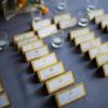 ♥The beautiful escort cards were embossed with gold designs and adorned with Swarovski crystals.